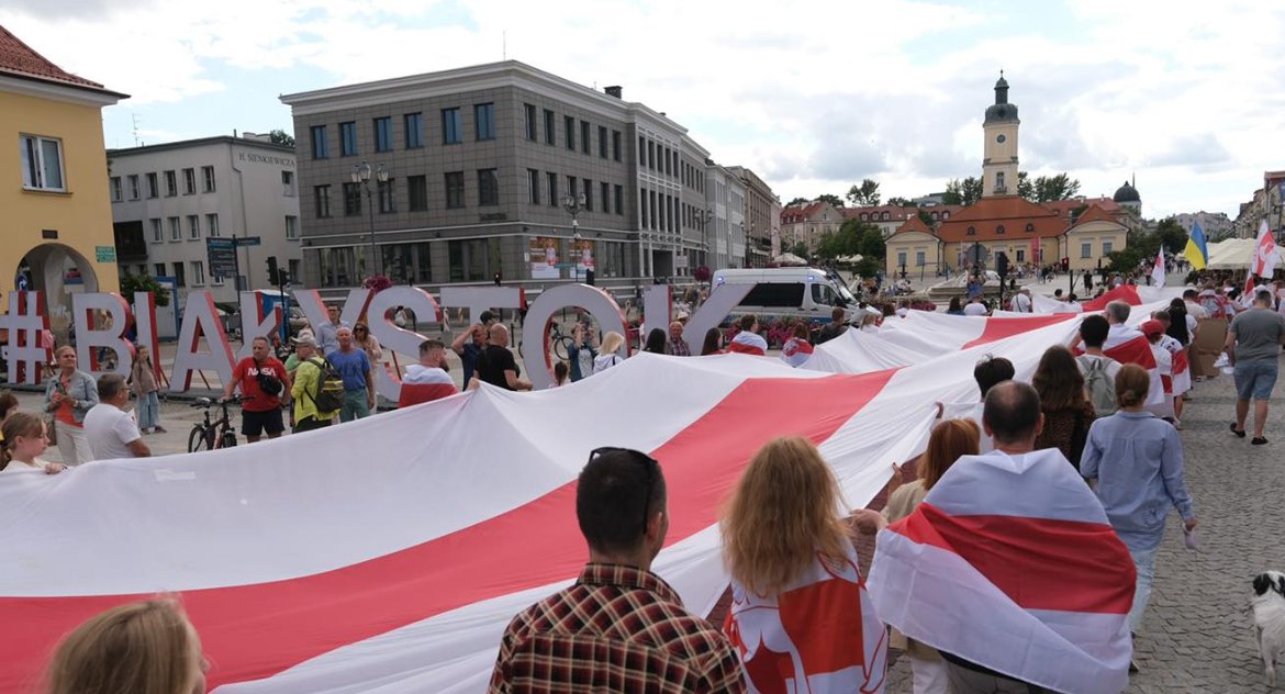 Zdjęcie z manifestacji mniejszości białoruskiej w Białymstoku/ Miasto Białystok