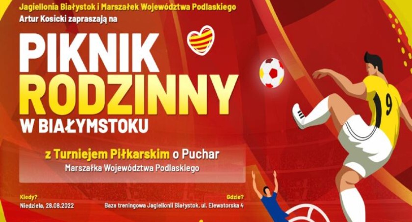 Zdjęcie plakatu zapraszającego na piknik rodzinny z Jagiellonią/ wrotapodlasia.pl