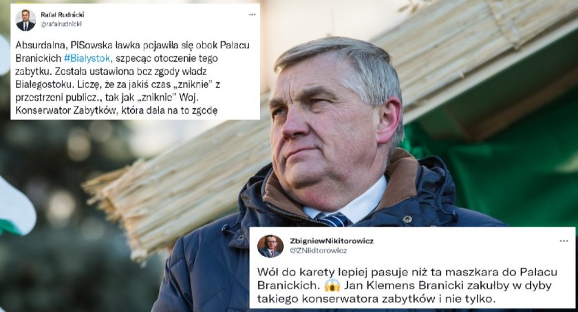 Zdjęcie Tadeusza Truskolaskiego ze screenami wpisów jego zastępców/ DDB