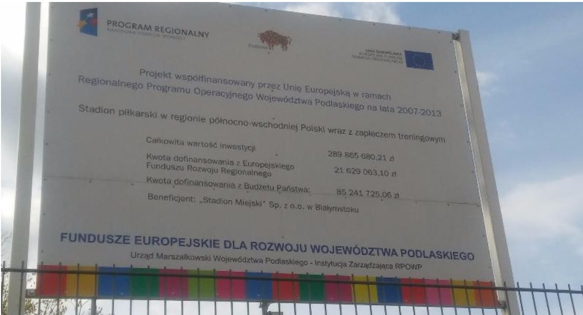 Zdjęcie tablicy informacyjnej ze Stadionu Miejskiego w Białymstoku/ DDB
