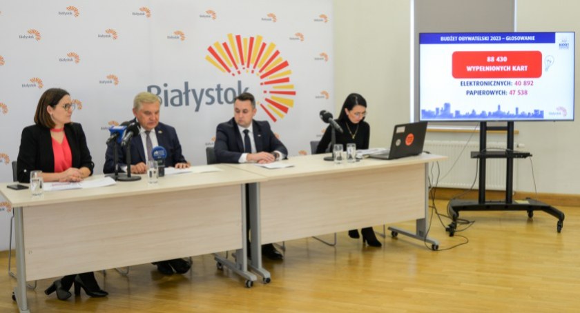 Zdjęcie z konferencji prasowej podsumowującej głosowanie / Foto: UM Białystok