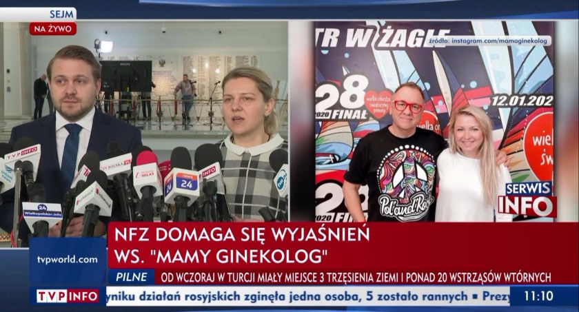 Zdjęcie zrzut ekranu z TVP Info z konferencji prasowej wiceministra Jacka Ozdoby i posłanki Aleksandry Łapiak