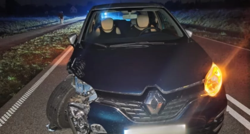 Zdjęcie rozbitego samochodu po tym, gdy wpadło na niego dzikie zwierzę/ podlaska.policja.gov.pl