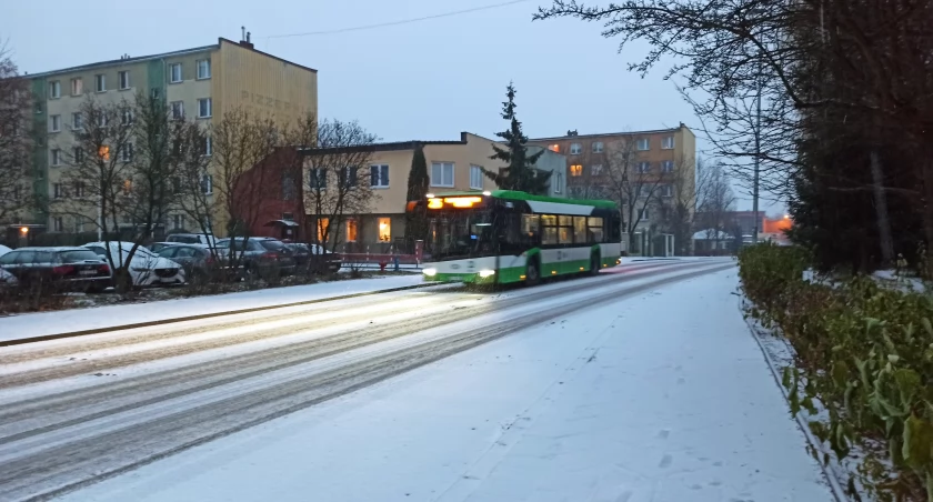 Zdjęcie autobusu na ośnieżonej ulicy/ DDB
