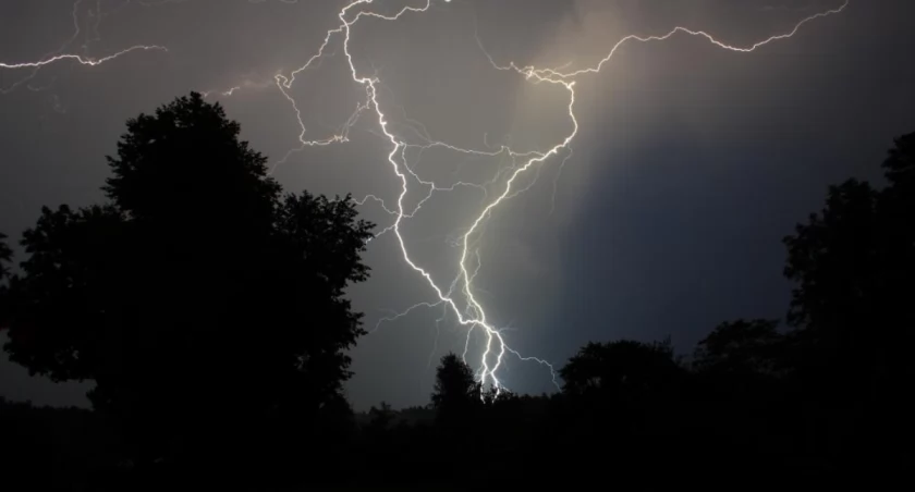 Zdjęcie piorunów nad lasem/ Krzysztof Stasiczek