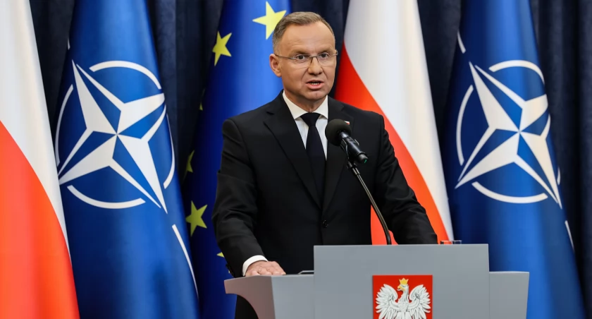 Zdjęcie prezydenta Andrzeja Dudy podczas konferencji/ Przemysław Keler KPRP