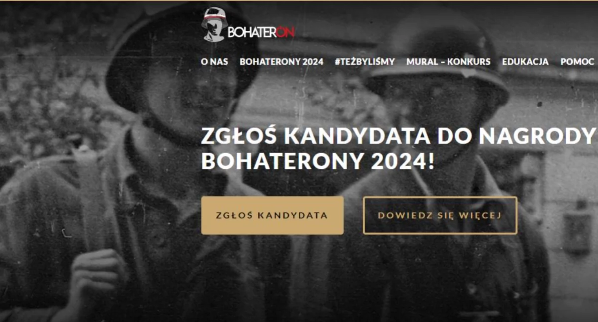 Zdjęcie zrzut ekranu ze strony internetowej konkursu BohaterONy 2024