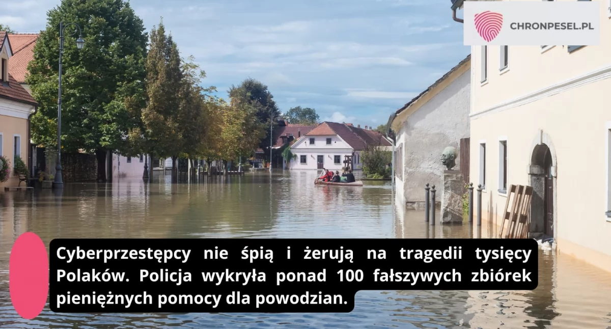 Zdjęcie zalanego miasta podczas powodzi