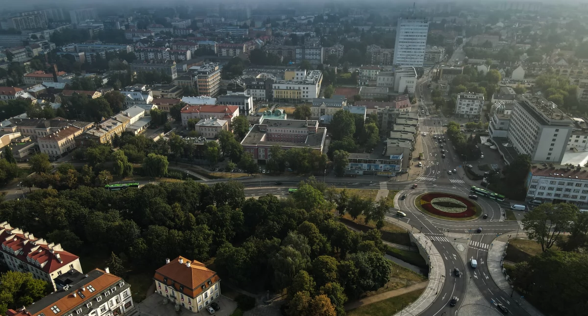 Zdjęcie ronda Lussy w Białymstoku z lotu ptaka/ bialystok.pl